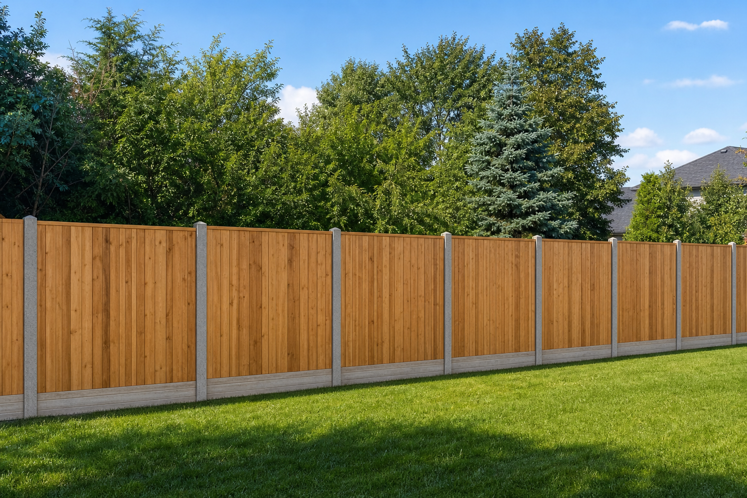Wood privacy fence installed along a residential property line in Frisco Texas